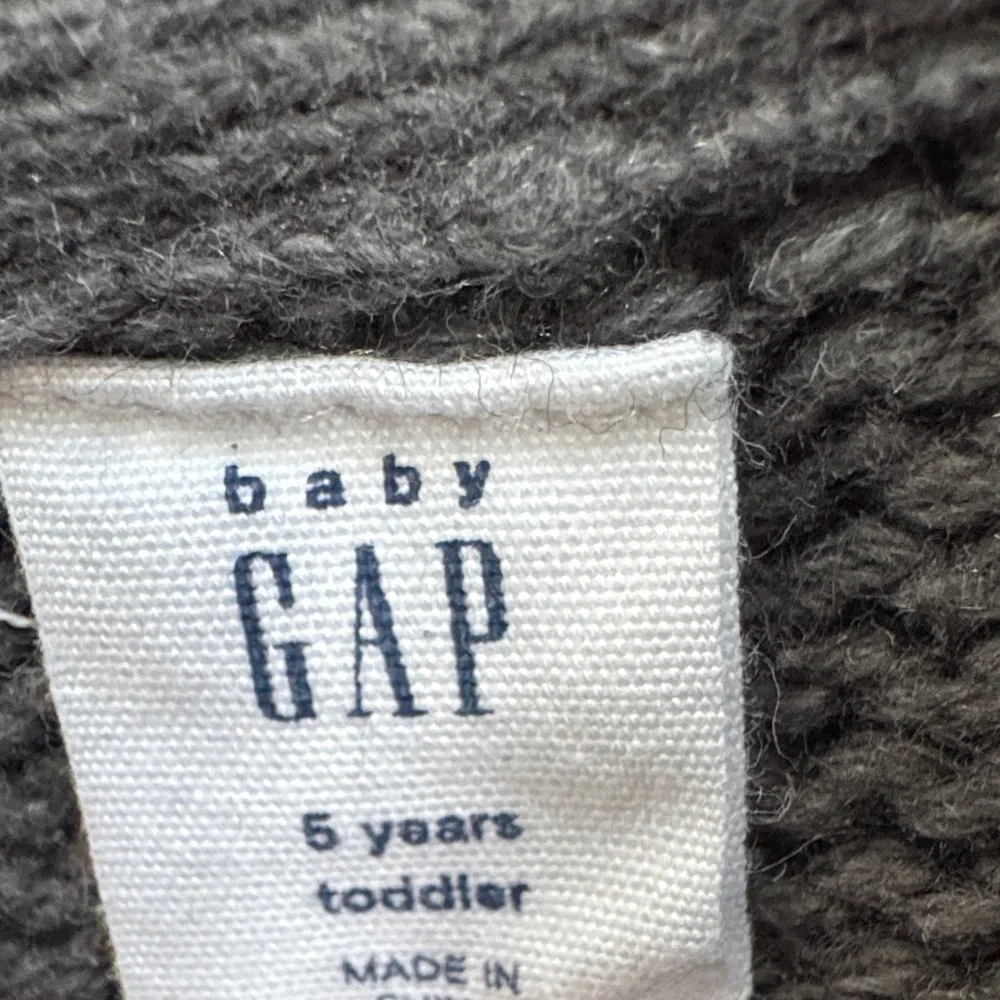 GAP Charcoal Cable-Knit Kids Toggle Cardigan with Yellow & White Stripes